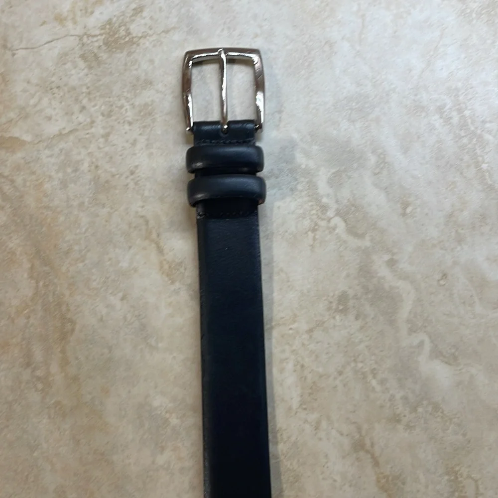 Johnston & Murphy Dress Belt Silver Tone Buckle Made in USA Black Size 38